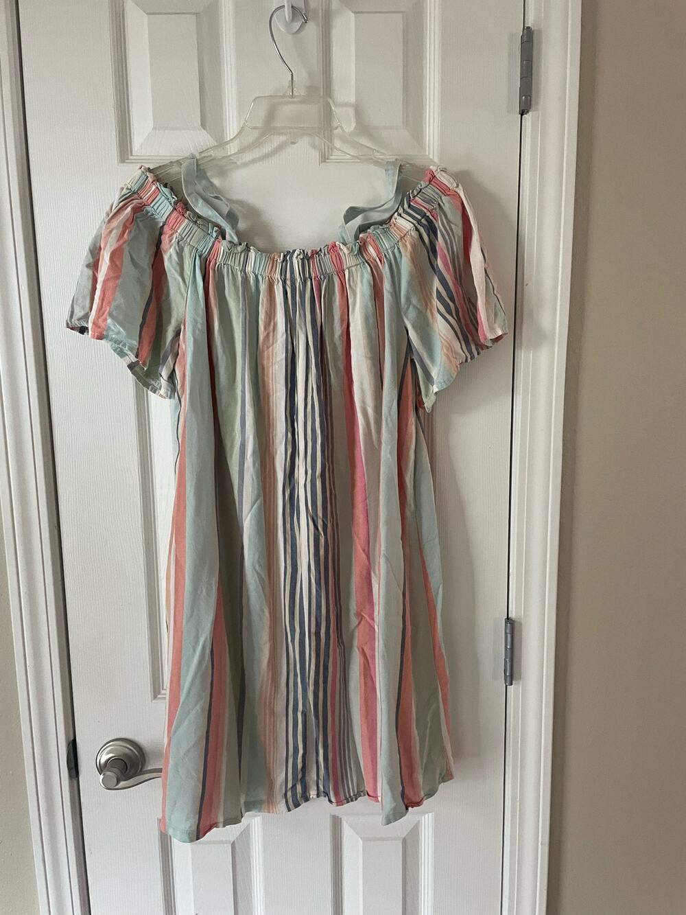 Payton and Parker Striped Off Shoulder Dress, $25, Size L, B52
